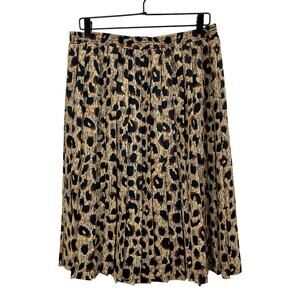 Vintage 90s Leopard Print A-Line Skirt Tan & Black Elastic Waist - Size XL